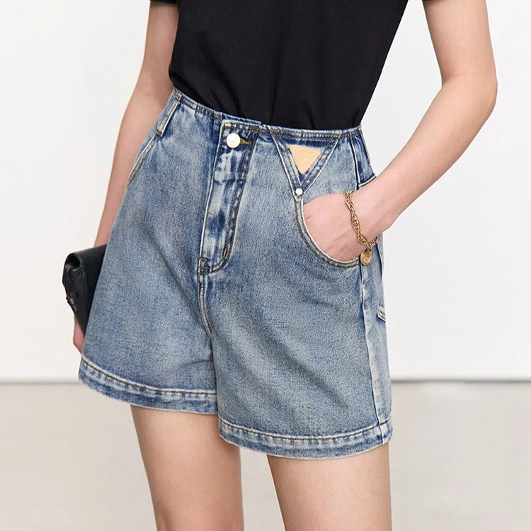 Minimalism Versatile Cotton Loose Women Jeans Shorts