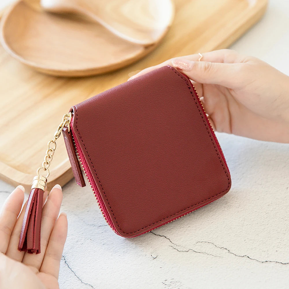 Women's Fringe Square Zipper Purse