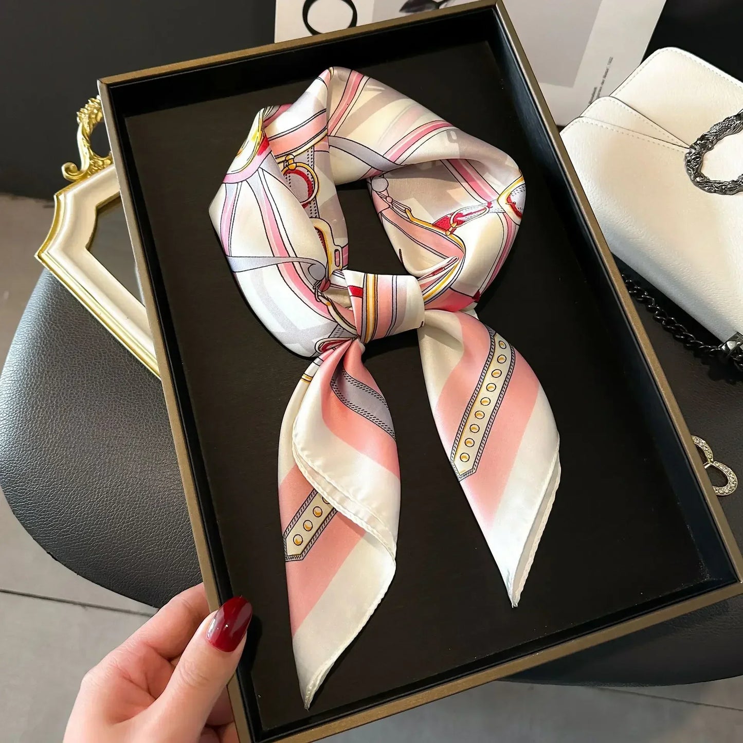 Luxury Design Print Silk Square Scarf