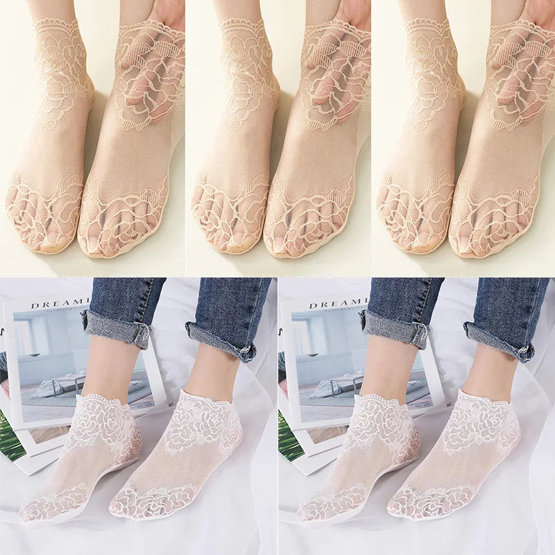 Lot Lolita Women Invisible Lace Socks