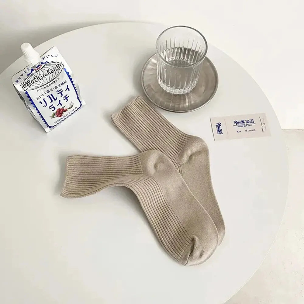 Solid Color Women Mid Length Socks