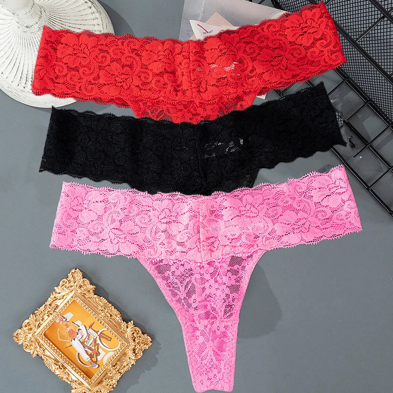 3PCS Lace Floral Women Panties