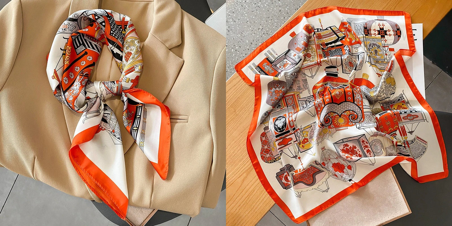 Floral Print Silk Square Scarf