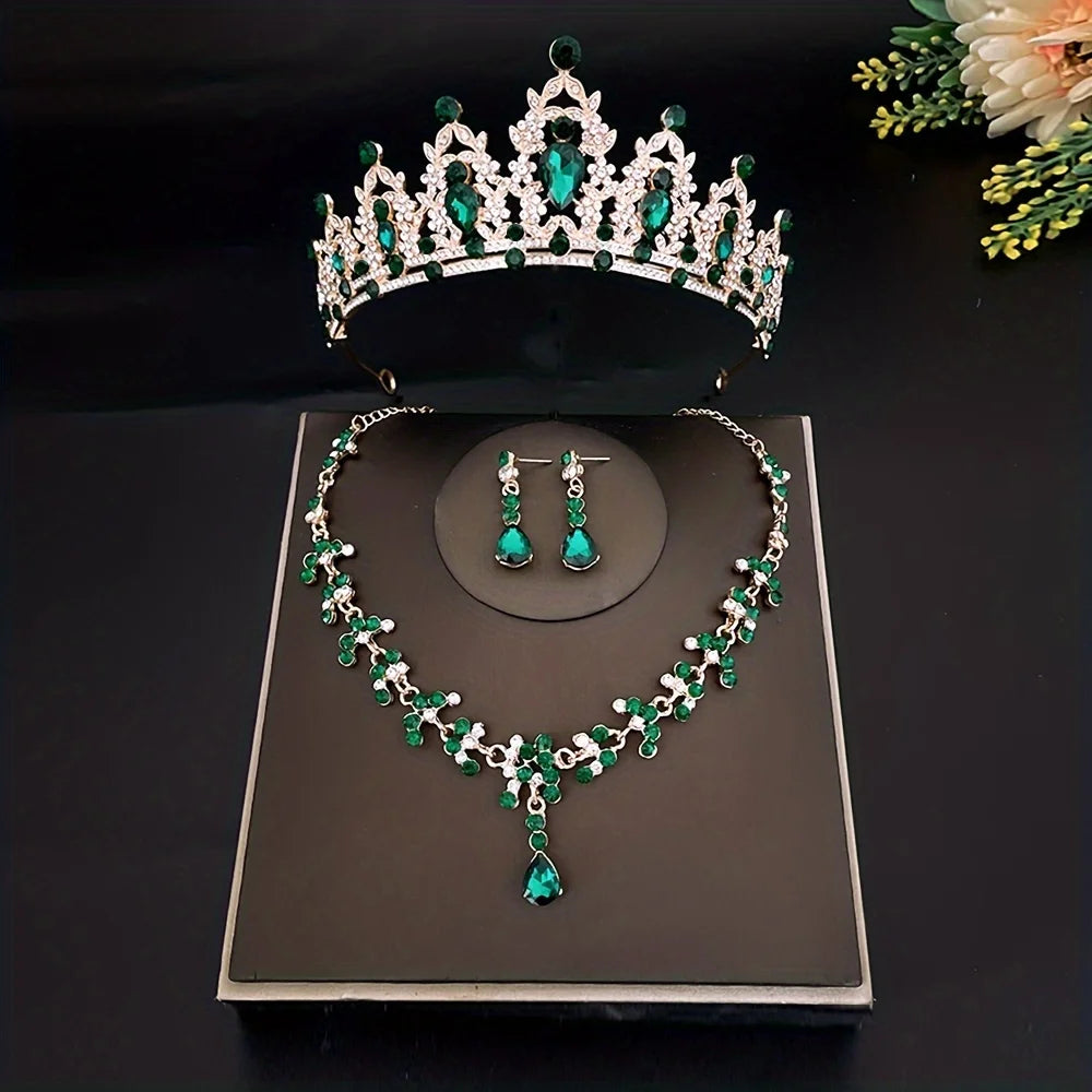 3pcs/set Crystal Bridal Jewelry Set
