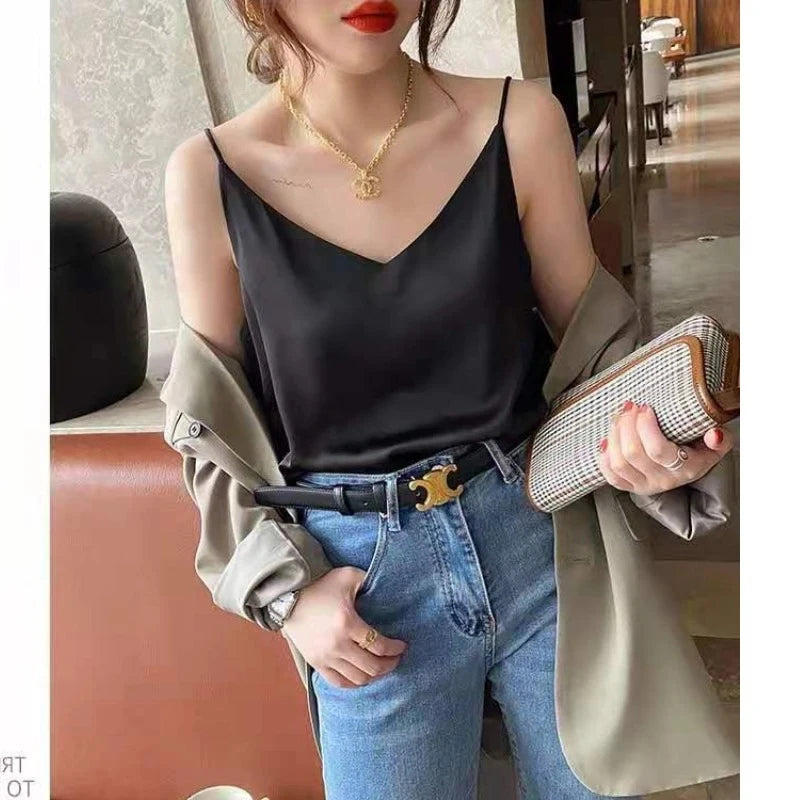 Strap Top Women Halter V Neck Basic Tank Tops