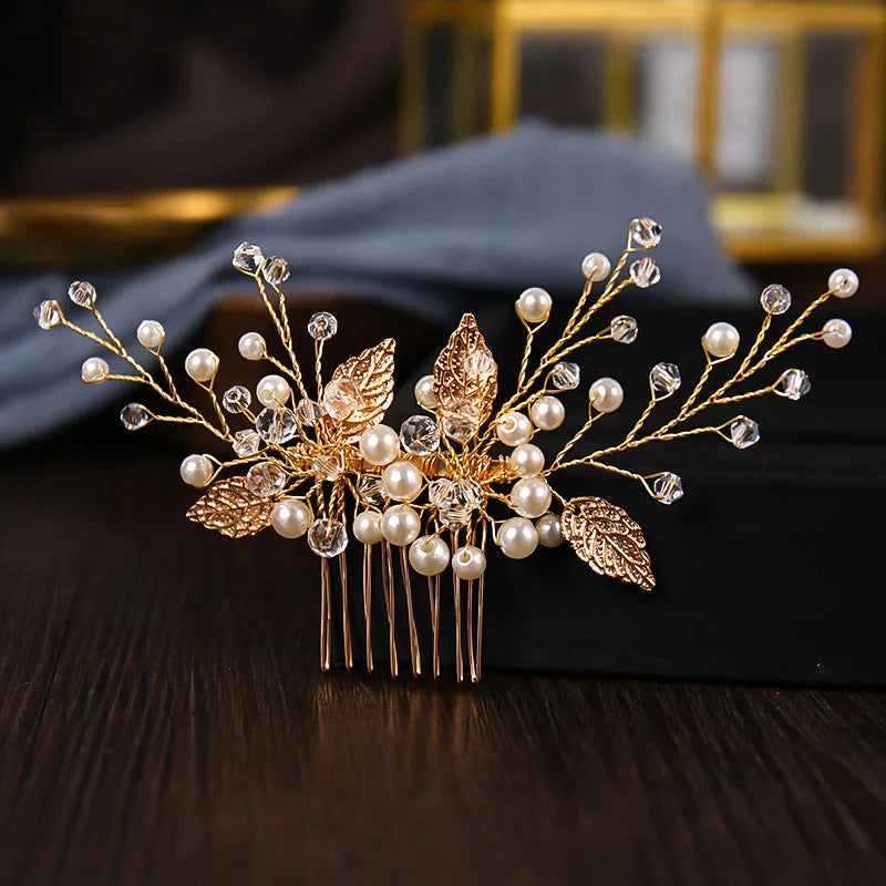 Crystal Pearl Hair Comb Clip Pin