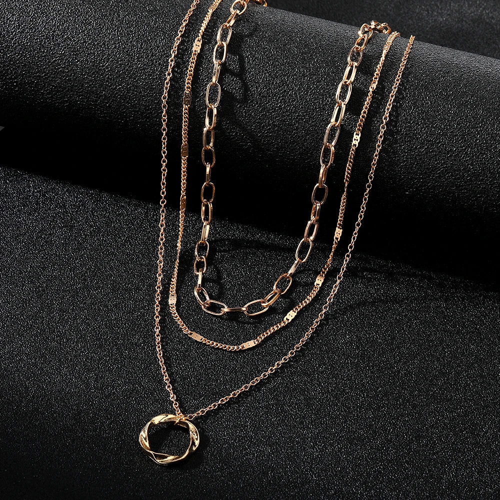 Gold Color Multi Layered Chains