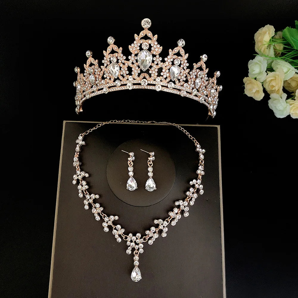 3pcs/set Crystal Bridal Jewelry Set