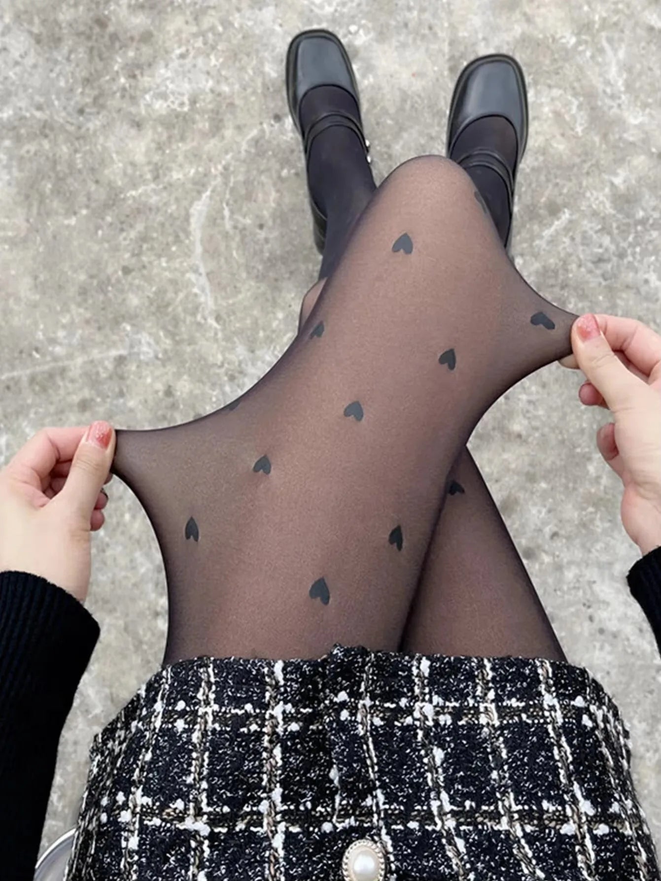 Polka Dot Tights Skin Effect Thermal Stockings