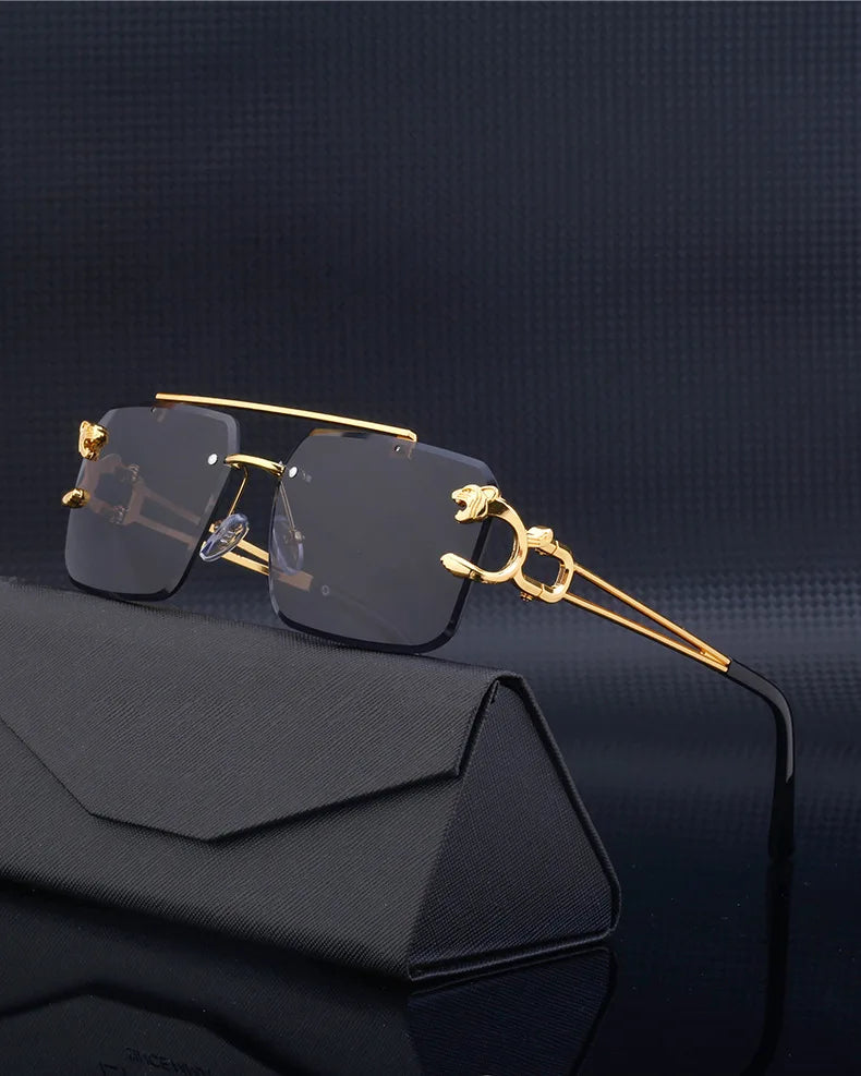 Fashion Metal Leopard Rimless Sunglasses