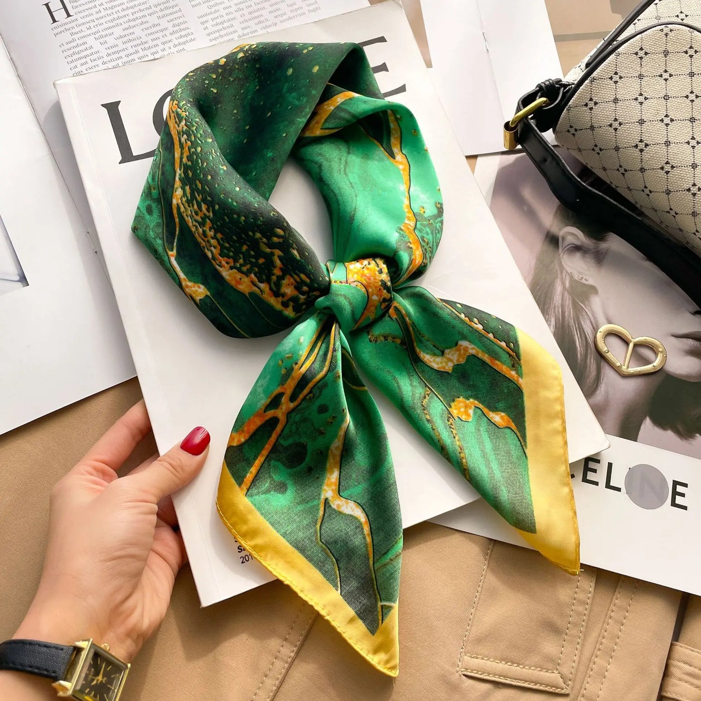 Silk Square Plaid Scarf