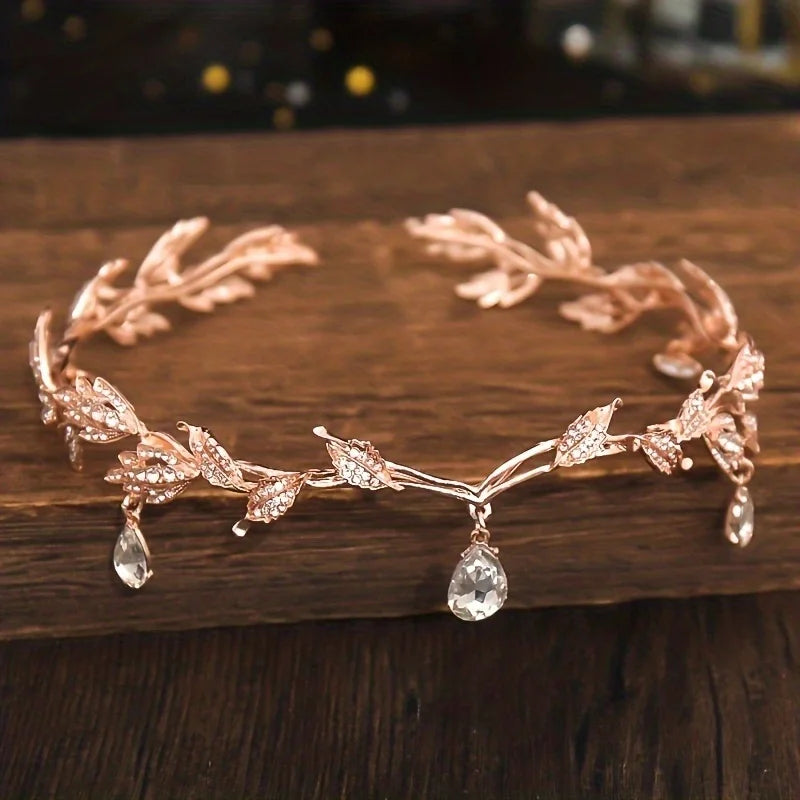 Vintage Fairy Crown Tiaras Crystal Leaves