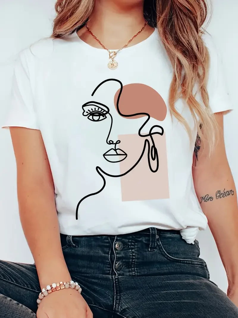 Simple Line Pattern T-Shirt