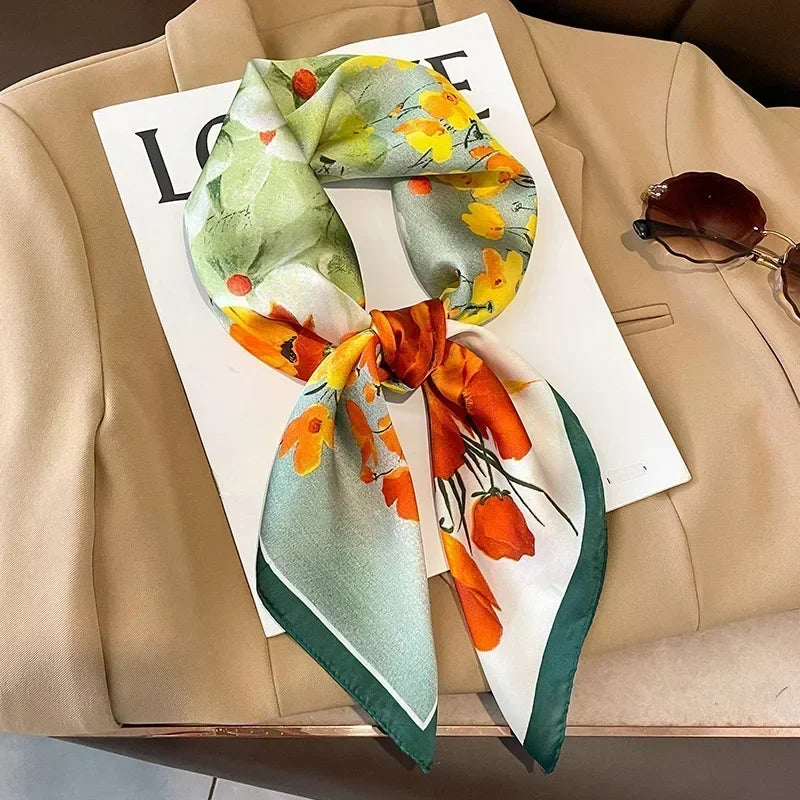 Luxury Design Print Silk Square Scarf