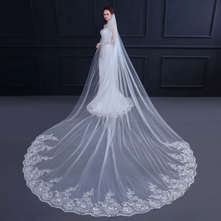 Wedding Veils Lace Appliques bridal veil
