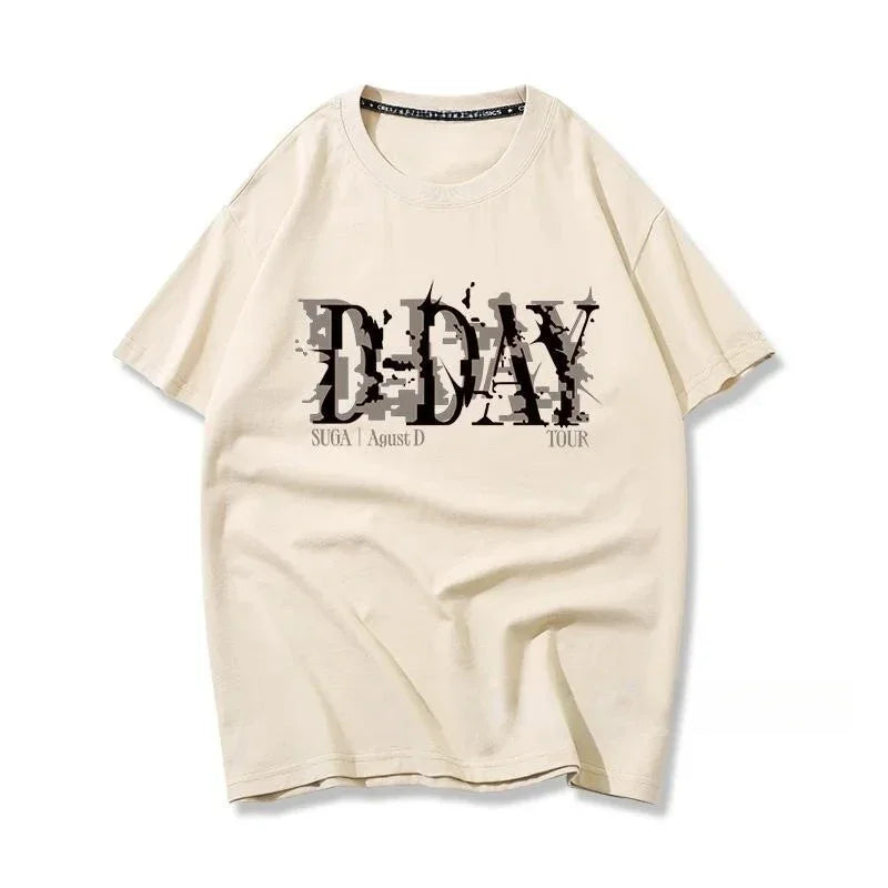 D-DAY Printed Korean Graphic T-Shirt