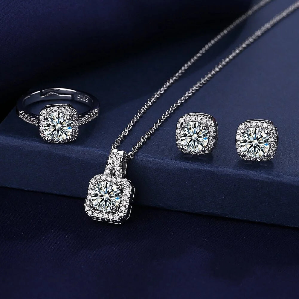 Square Zircon Crystal Jewelry Set