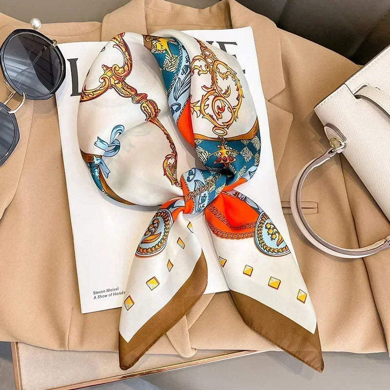 Luxury Design Print Silk Square Scarf