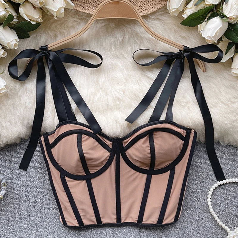 Lace Up Straps Crop Tops