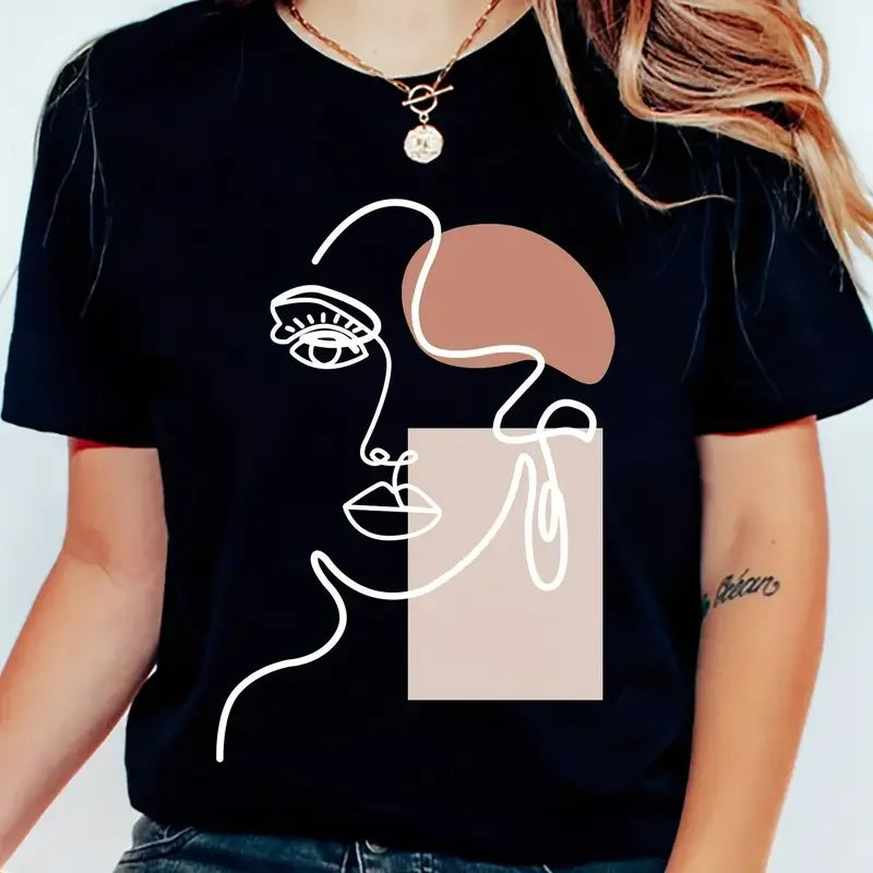 Simple Line Pattern T-Shirt