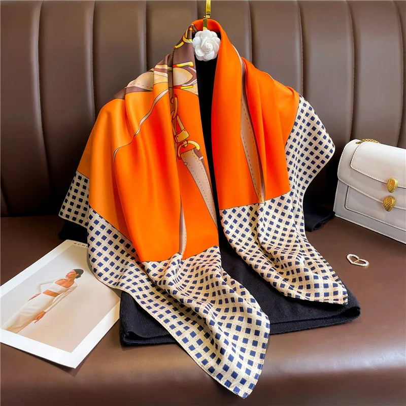 90*90Cm Square Scarf Twill Silk Bandana Pashmina