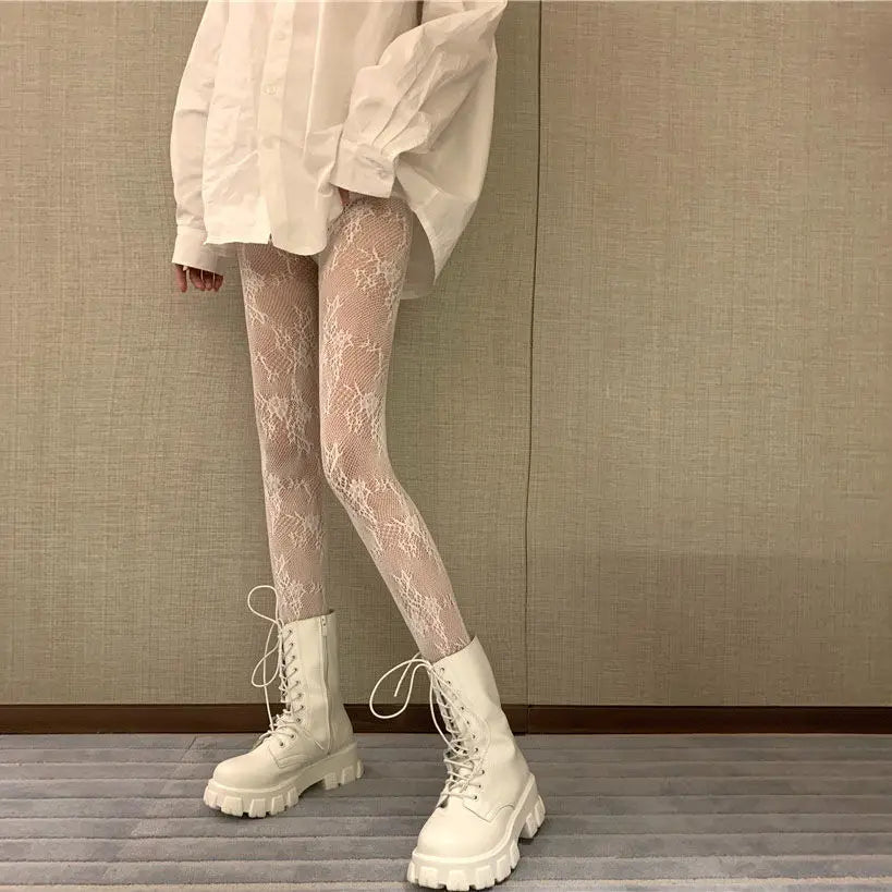Classic Lolita Hollowed Out Lace Mesh Stockings