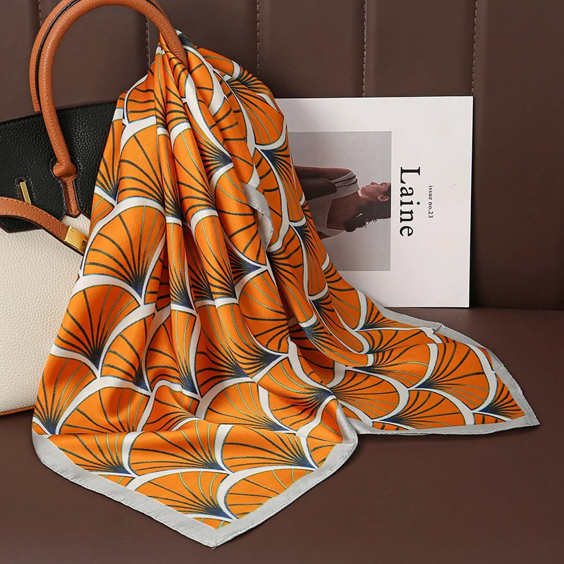 Print Satin Silk Square Scarf