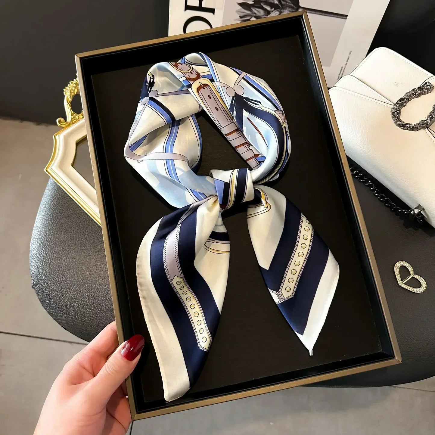 Luxury Design Print Silk Square Scarf