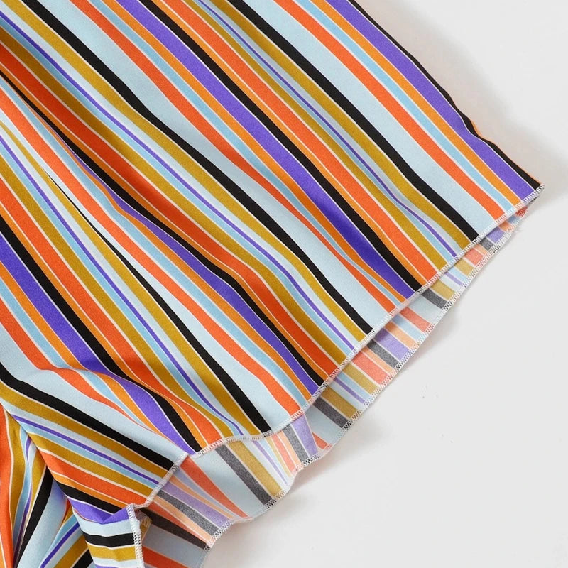 Plus Size Rainbow Stripe Print Casual Summer Shorts