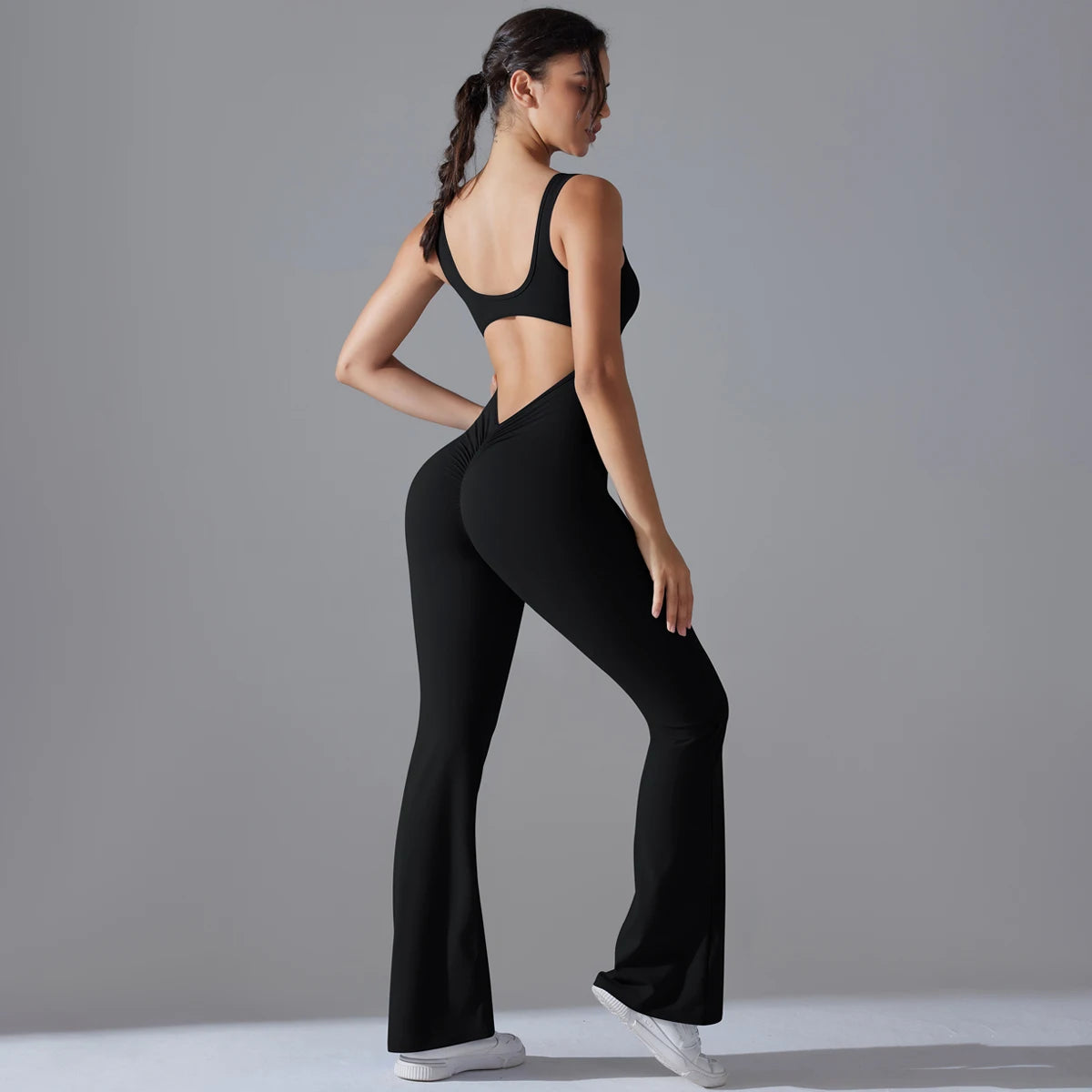 Sexy Back V Jumpsuit Gym Set Women