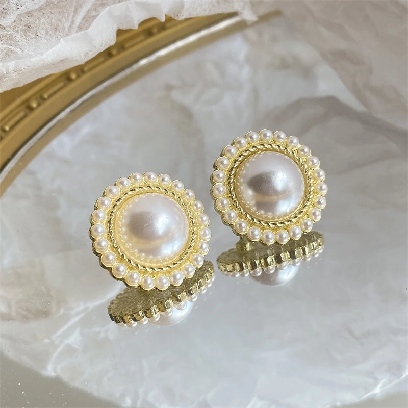 Shiny Pearl Stud Earrings