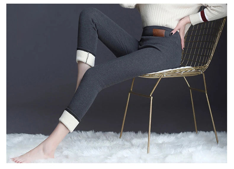 Women Lamb Fleece Legging Seamless High Waist