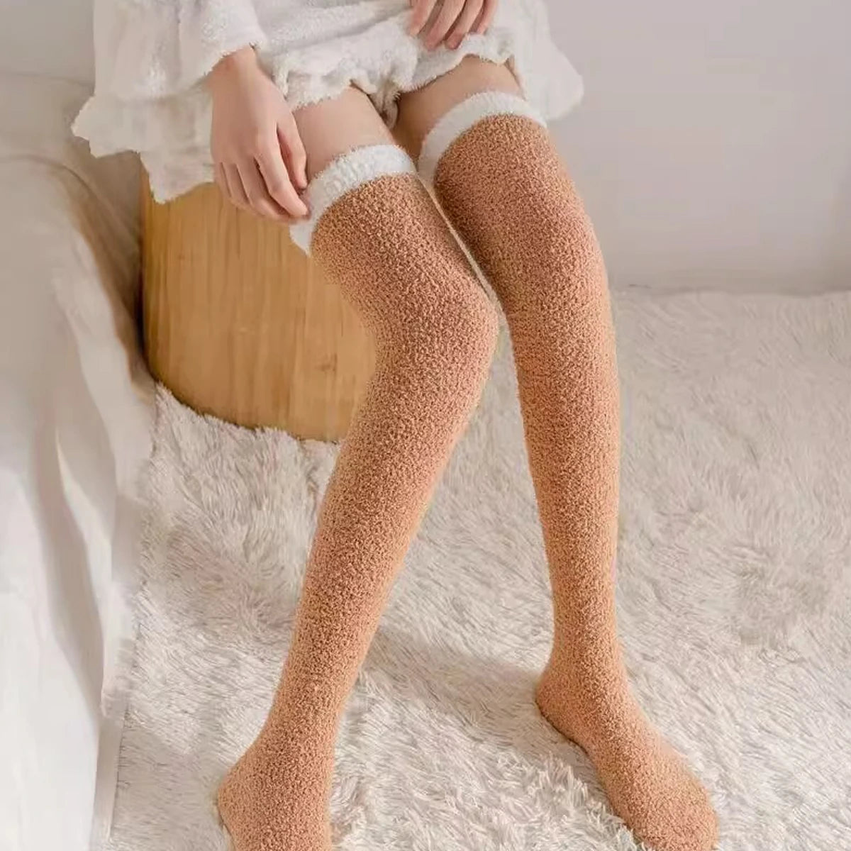 Women's Warm Solid Color Floor Socks