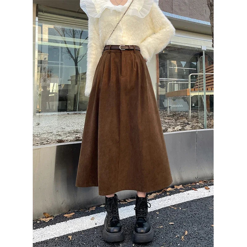 Midi Skirt Women High Waist