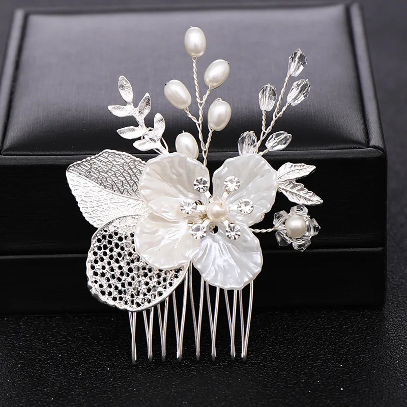 Bridal headdress gold leaf hair