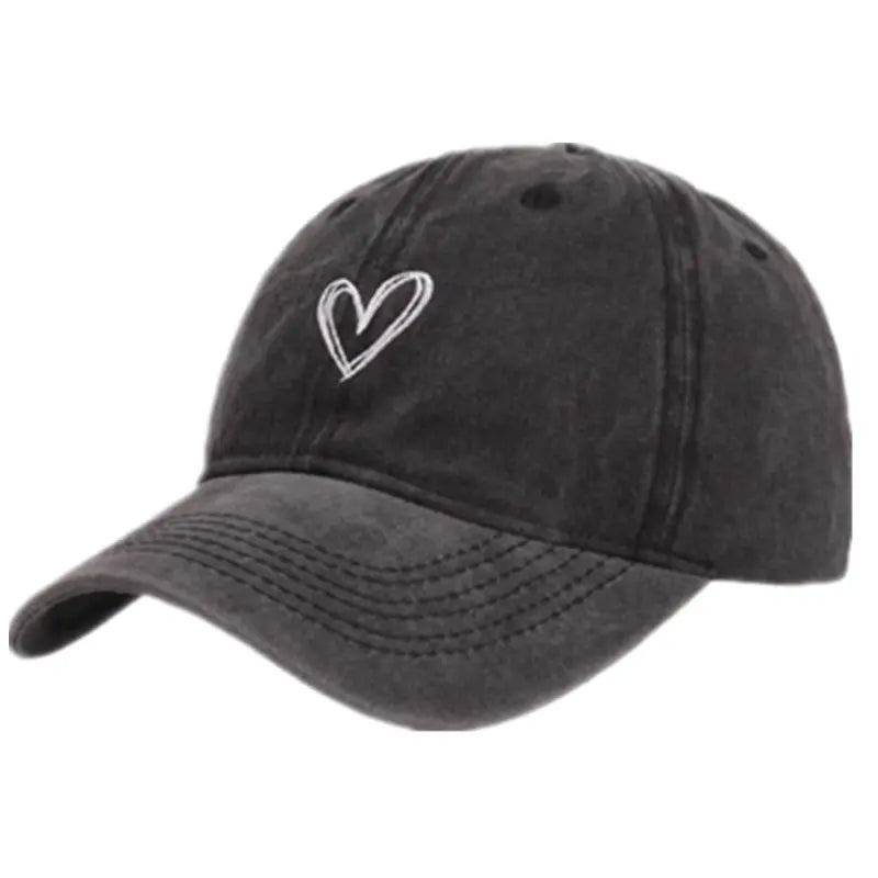 Love Heart Embroidery Cotton Baseball Cap