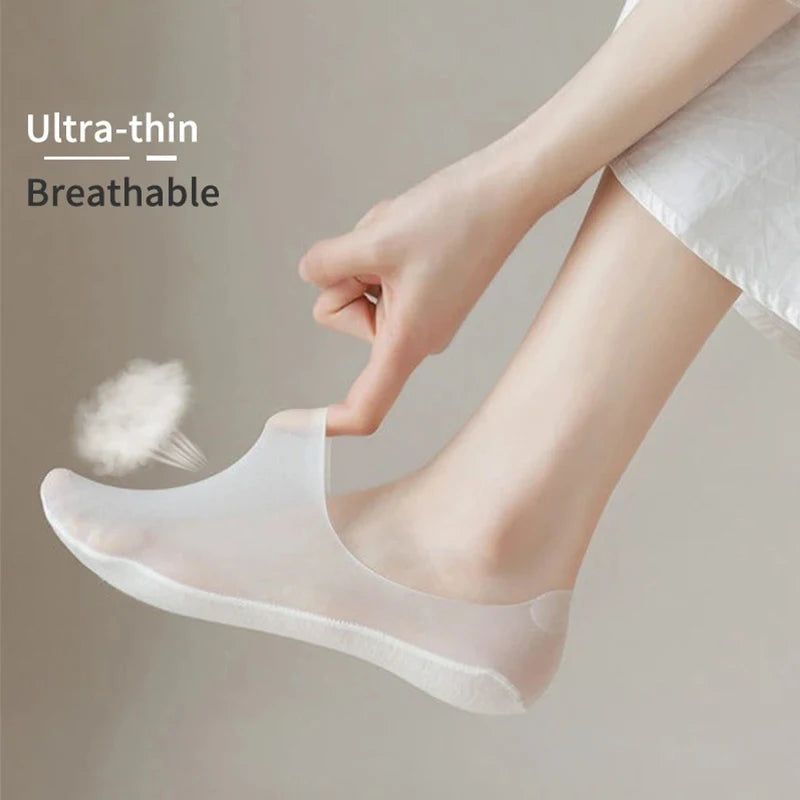 Ice Silk Solid Boat Socks