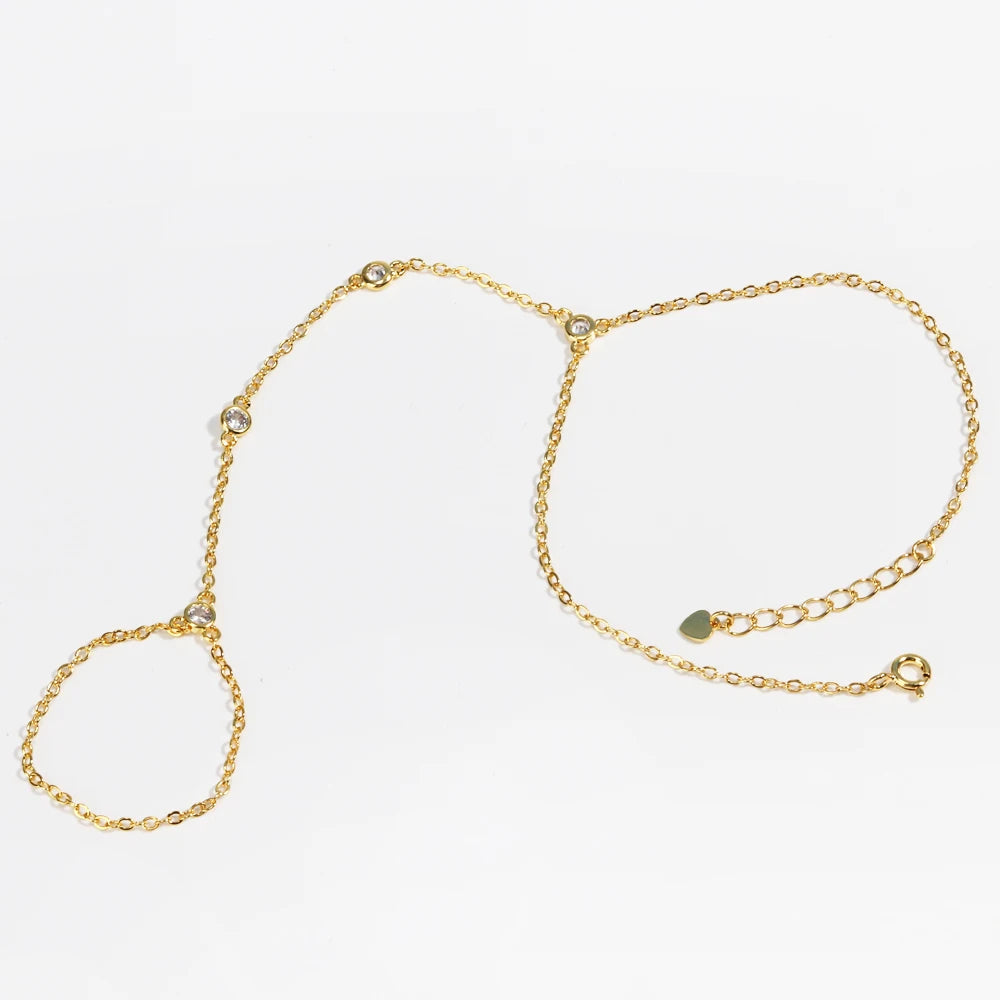 18K Gold plated Stainless Steel Hand Chain Bracelet