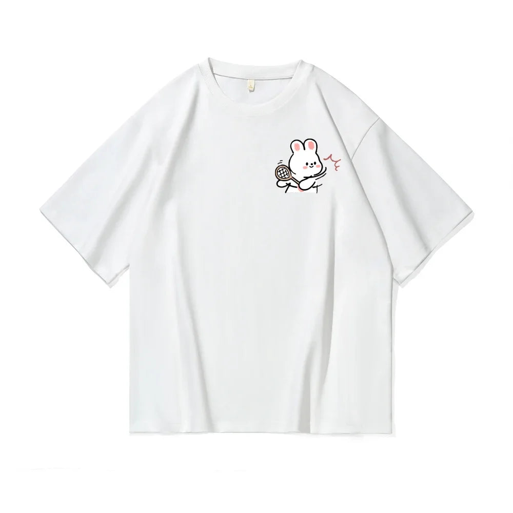 Tennis Rabbit Print Couple T-Shirts