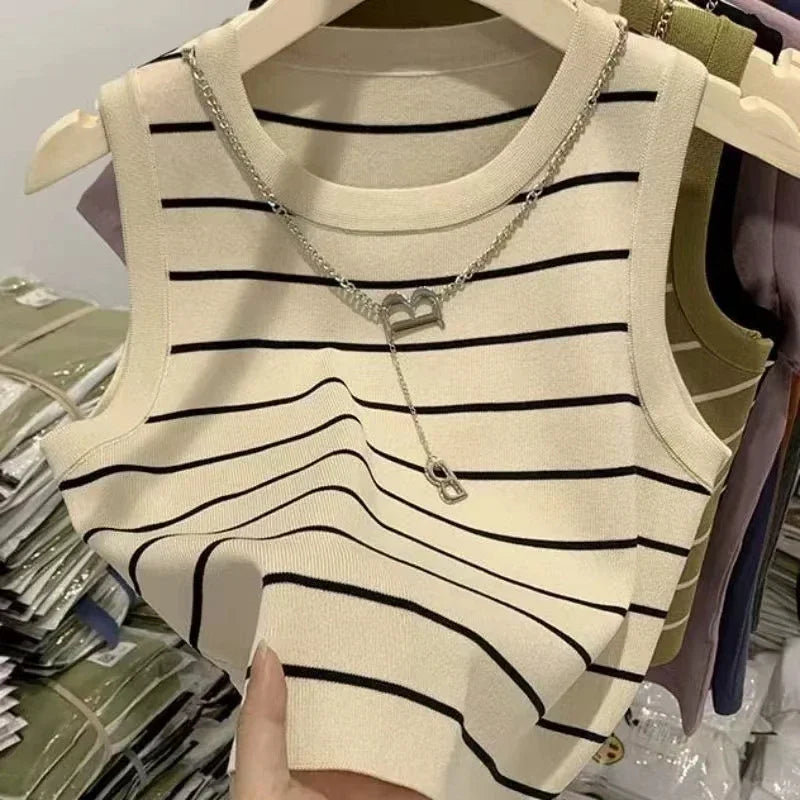Stretch Vest Basic Versatile Short Top