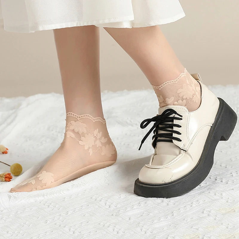 Lace Transparent Low Cut Boat Sock