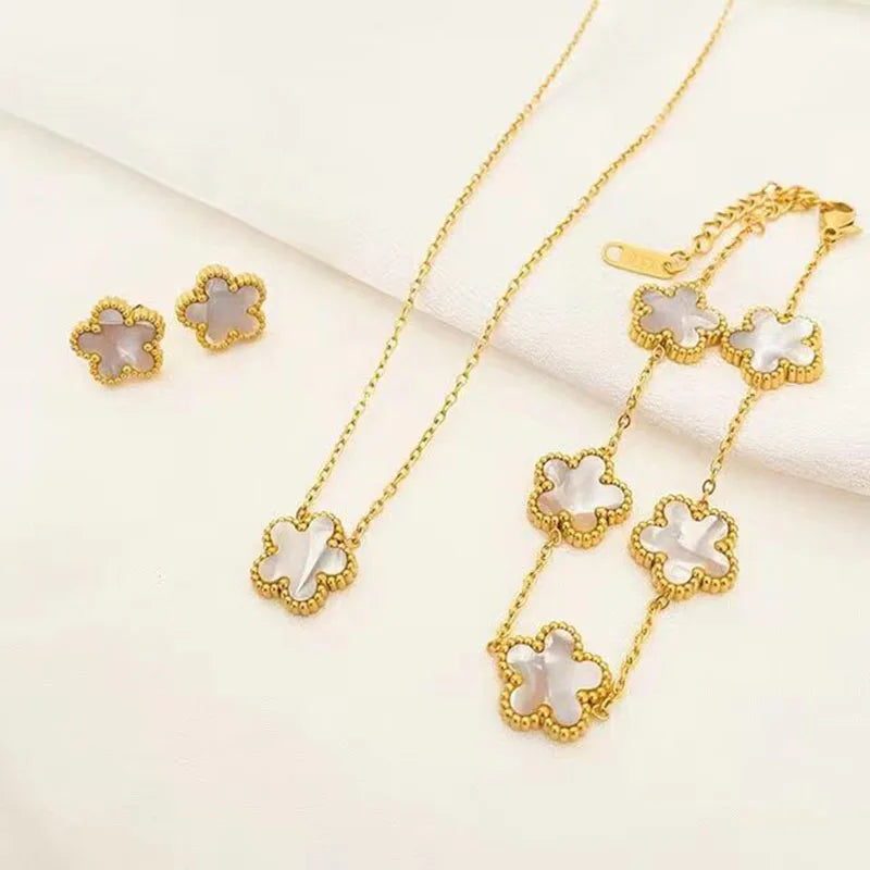 3 pieces of stainless steel plum blossom plant , women's jewelry set