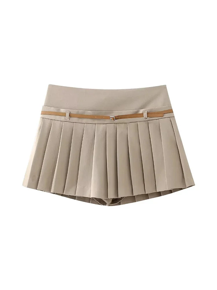Side Zipper Mini Skirts Shorts Vintage High Waist