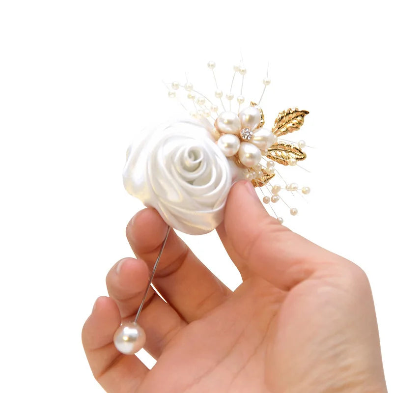 Wedding Boutonniere Satin Rose Bracelet