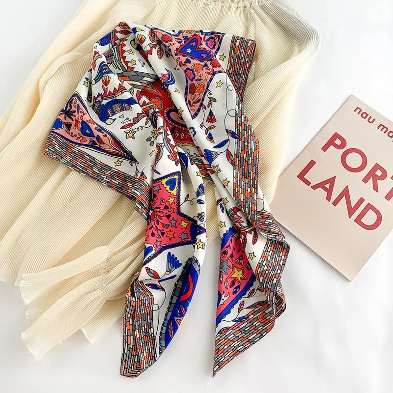 90*90Cm Square Scarf Twill Silk Bandana Pashmina