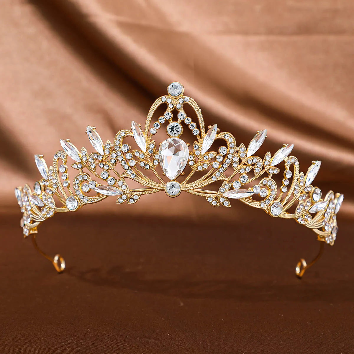Golden Baroque Crystal Tiaras And Crown