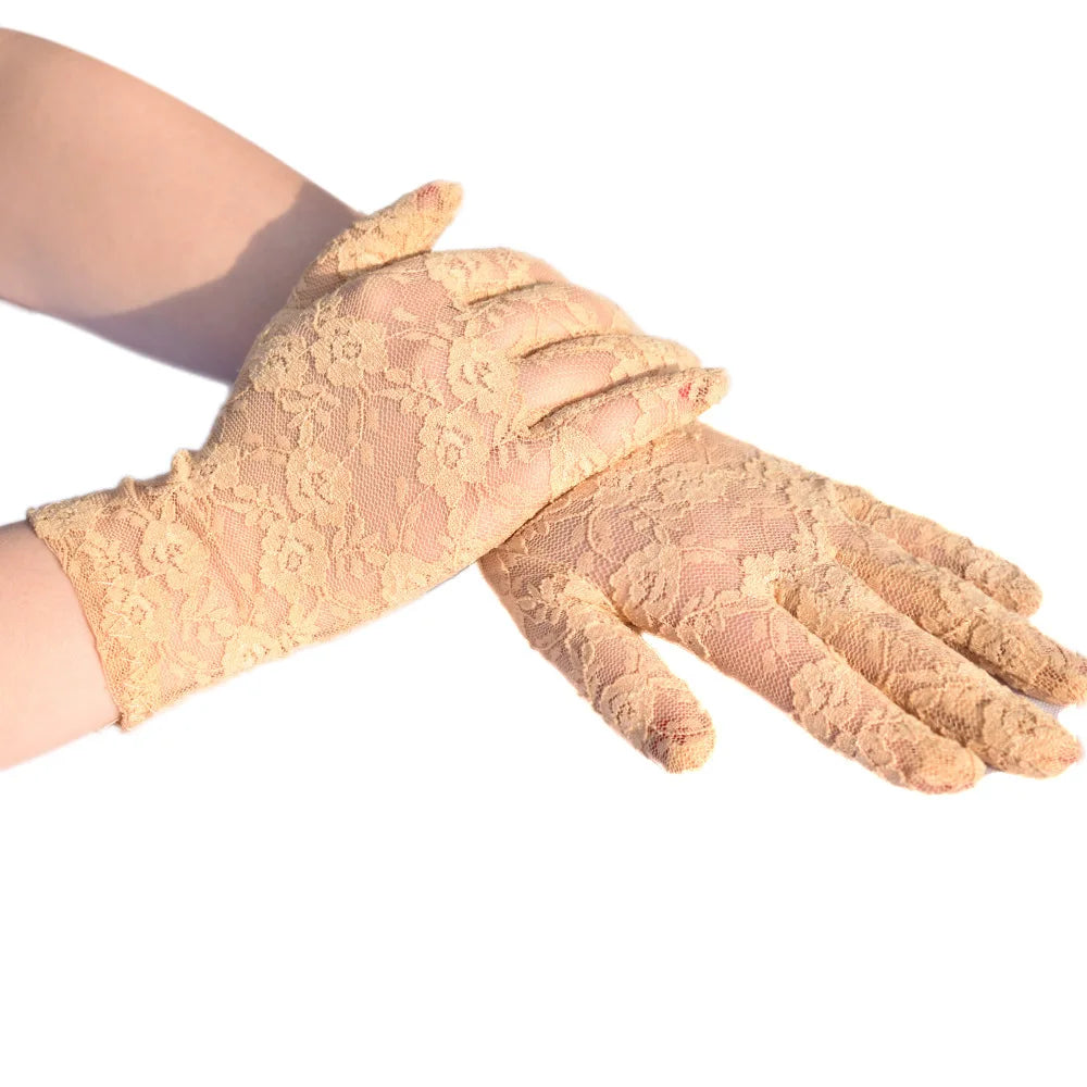 Women Vintage Sheer Short Lace Gloves