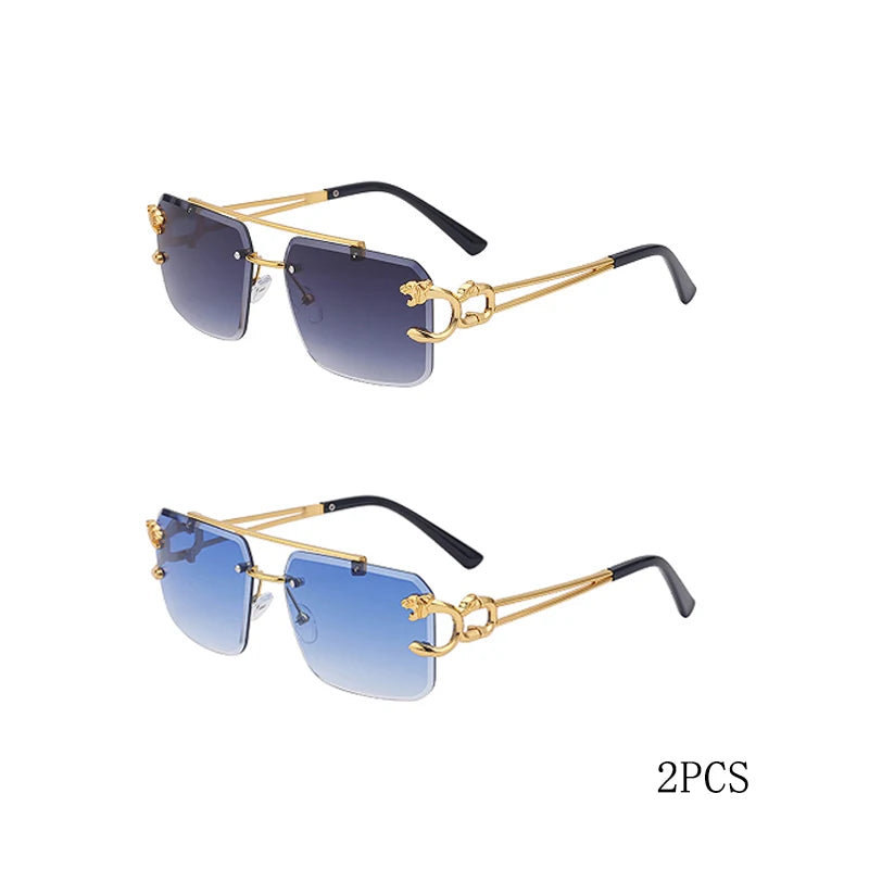 Fashion Metal Leopard Rimless Sunglasses