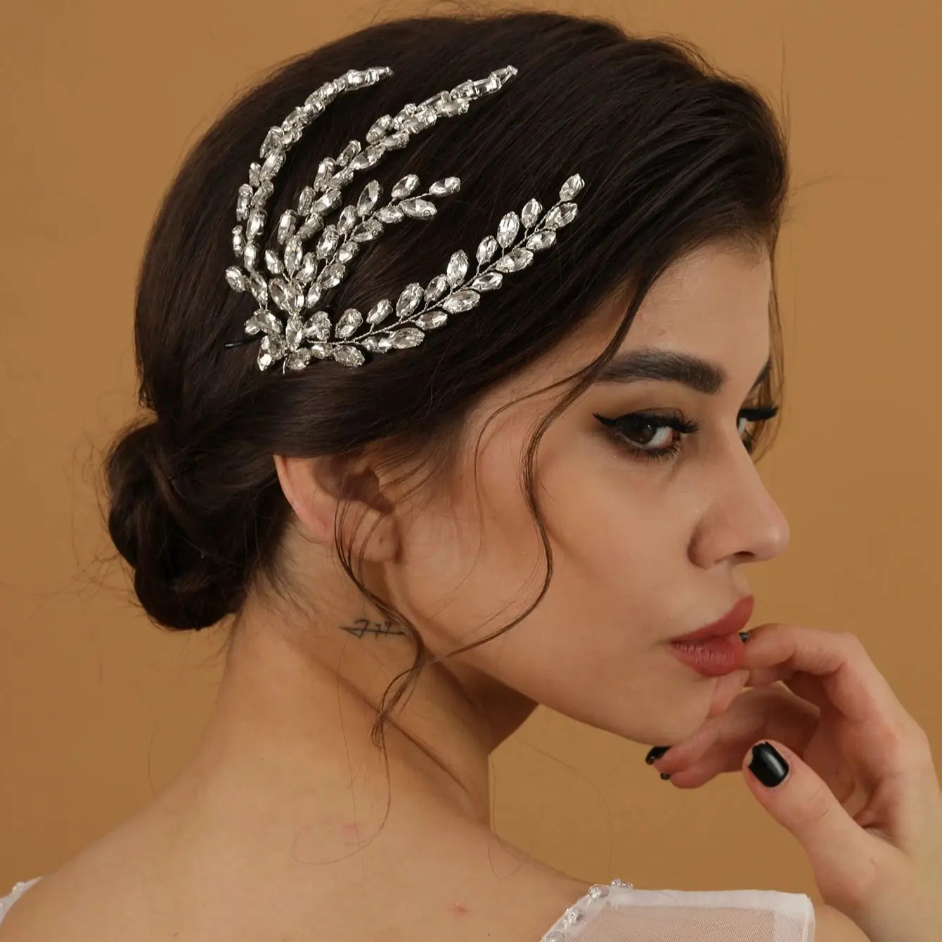 Fashion Leaf Zircon Bridal Headpiece Tiara Accessories