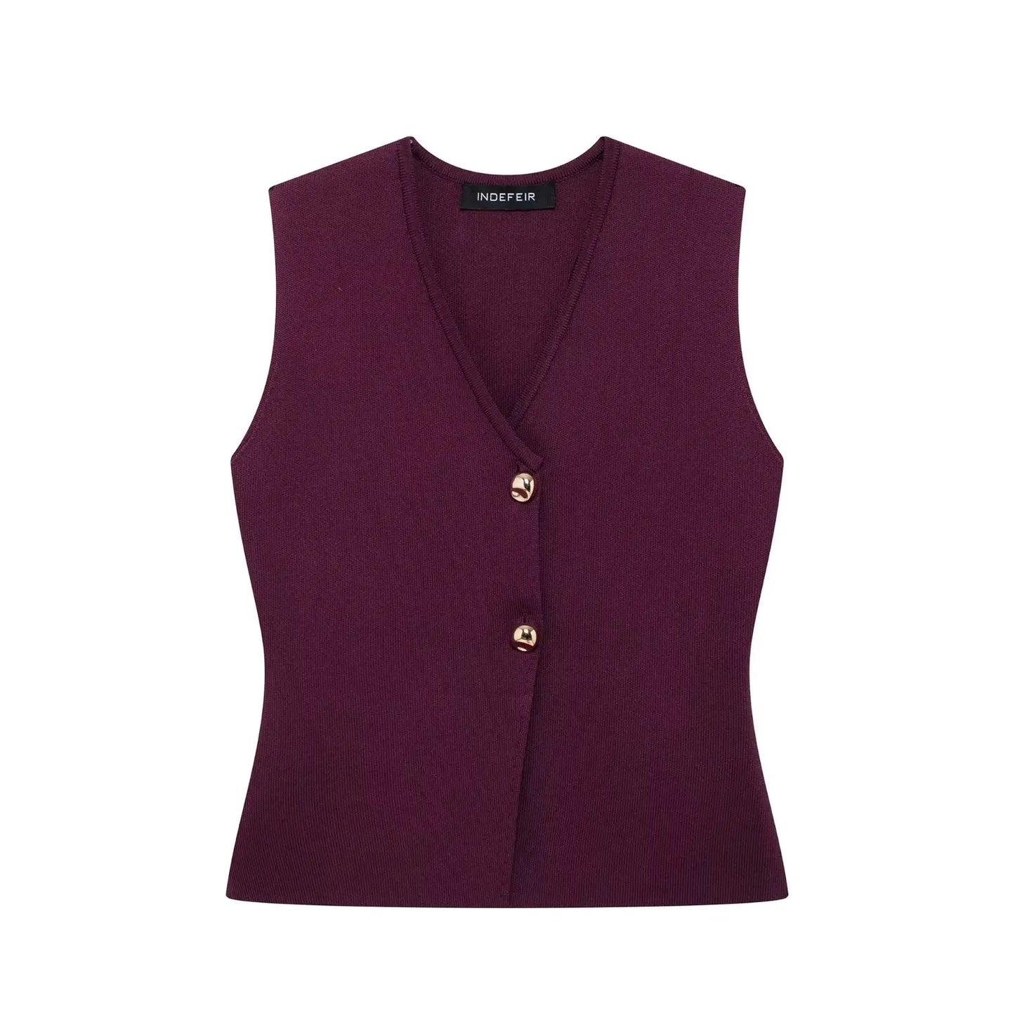 2-Piece Set V-Neck Sleeveless Button Knitted Vest Top, Long Skirt